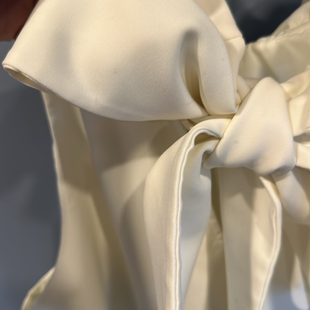 Tuckernuck Mason top; ruffle collar and bow tie back swing top in ivory, sz XL - Picture 6 of 7